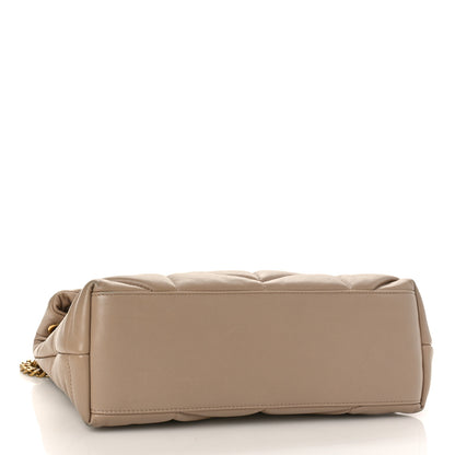 Saint Laurent Lambskin Quilted Medium Loulou Puffer Monogram Chain Satchel Dark Beige 4 of 8