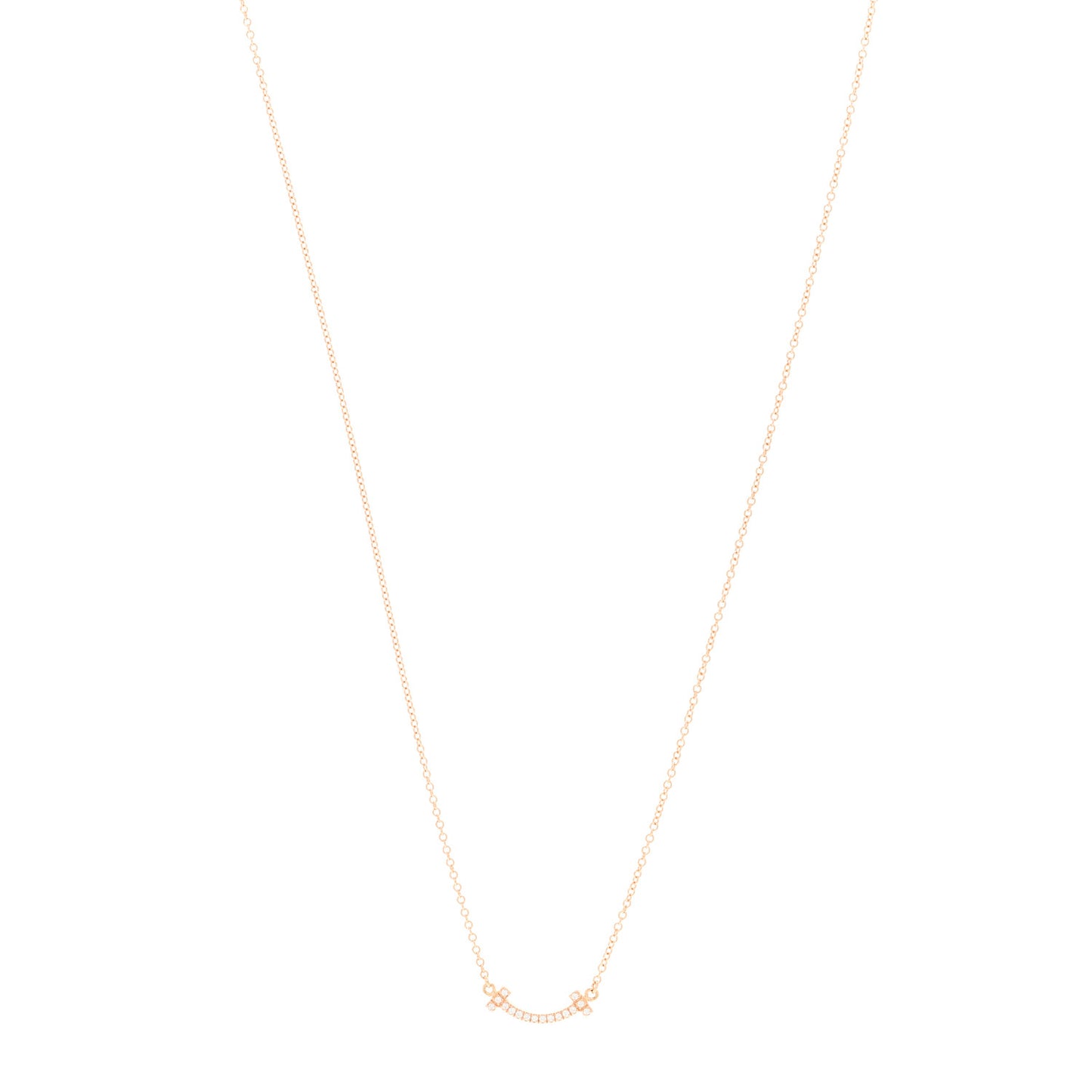 18K Rose Gold Diamond Mini T Smile Pendant Necklace