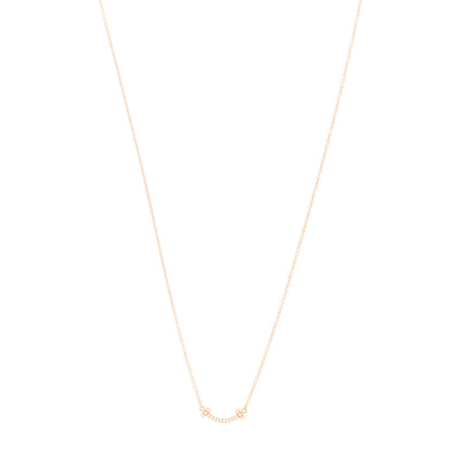 Tiffany 18K Rose Gold Diamond Mini T Smile Pendant Necklace 1 of 5