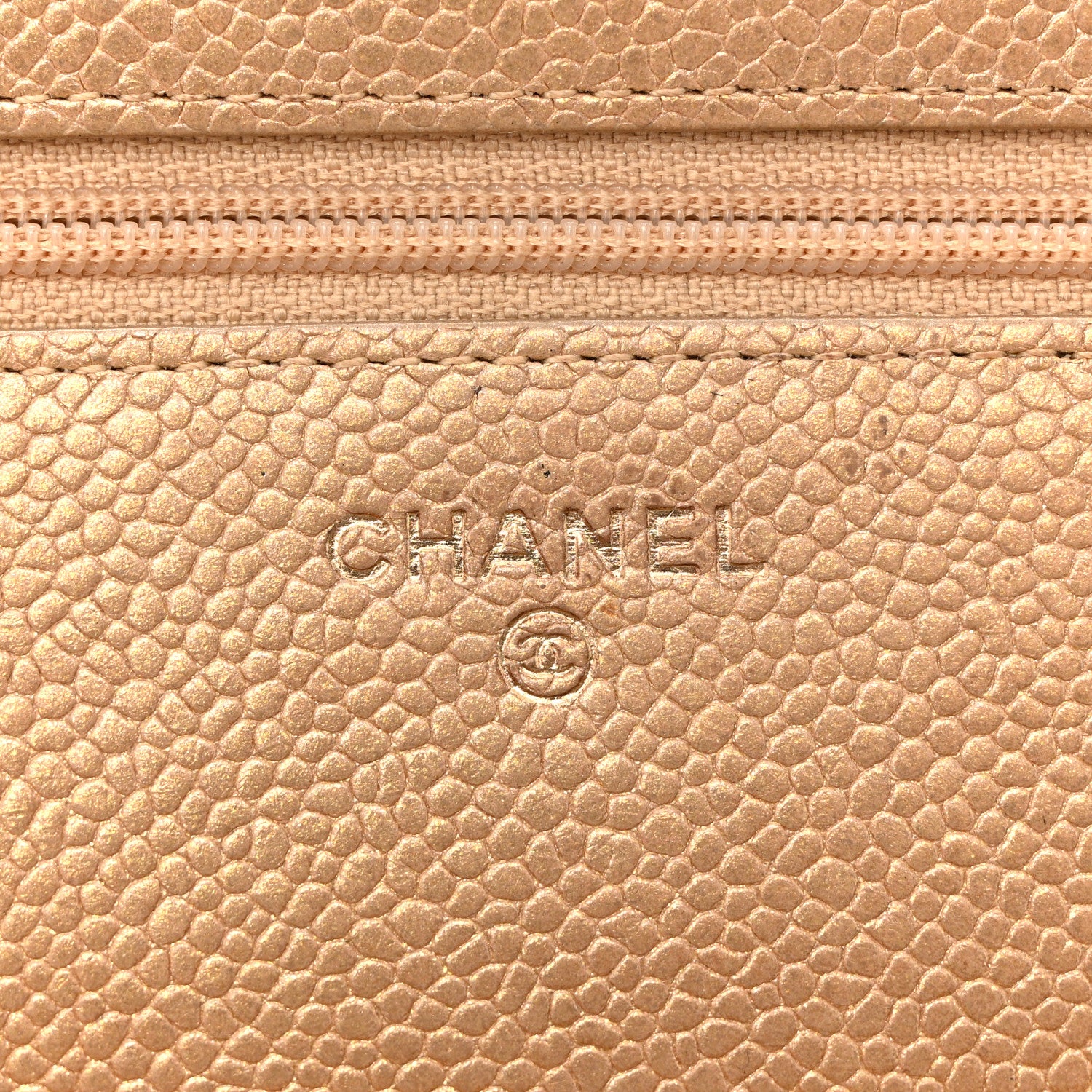 Chanel Metallic Caviar Quilted Wallet On Chain WOC Dark Gold 6 of 15
