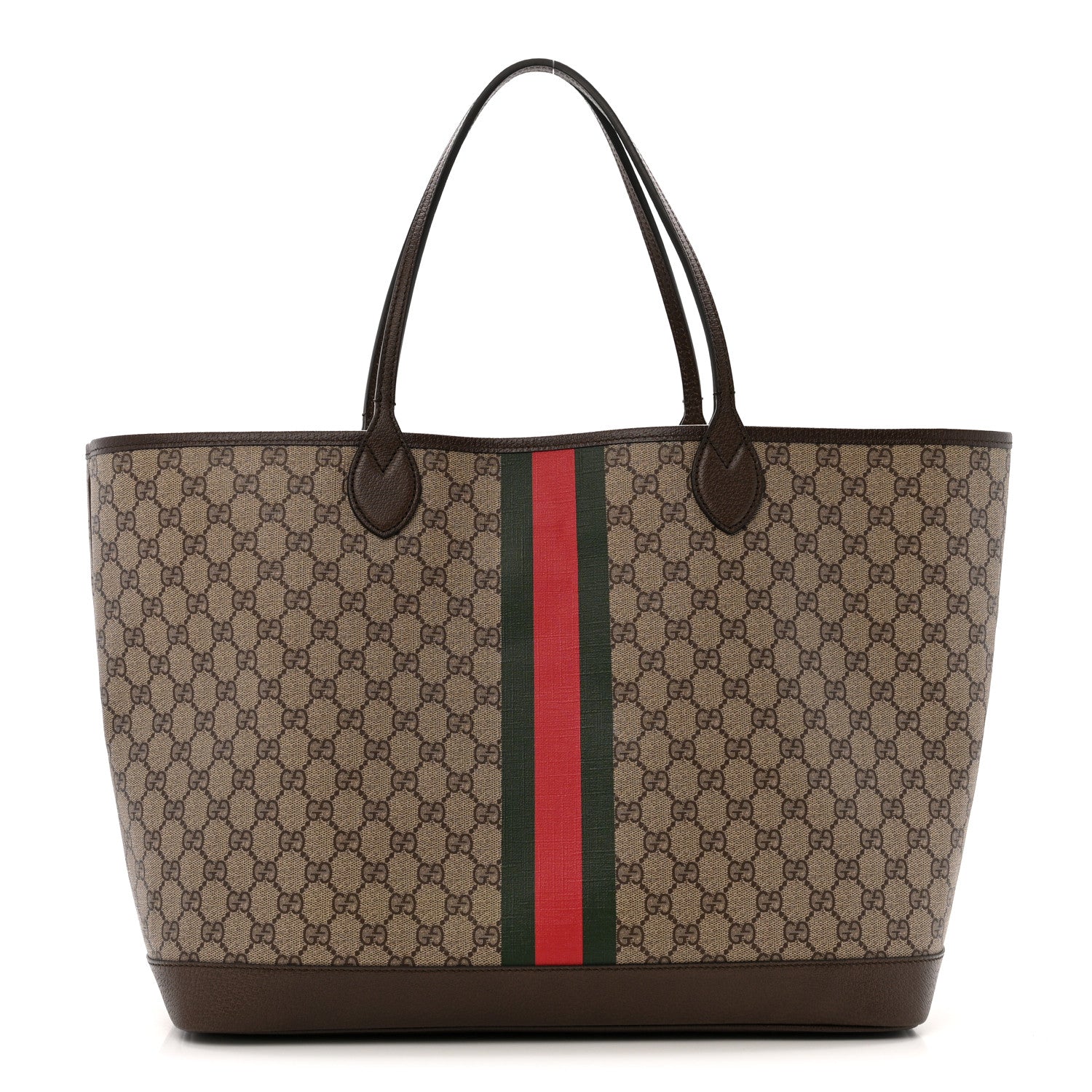 Gucci GG Supreme Monogram Textured Dollar Calfskin Web Large Ophidia Tote Beige Ebony New Acero 1 of 13