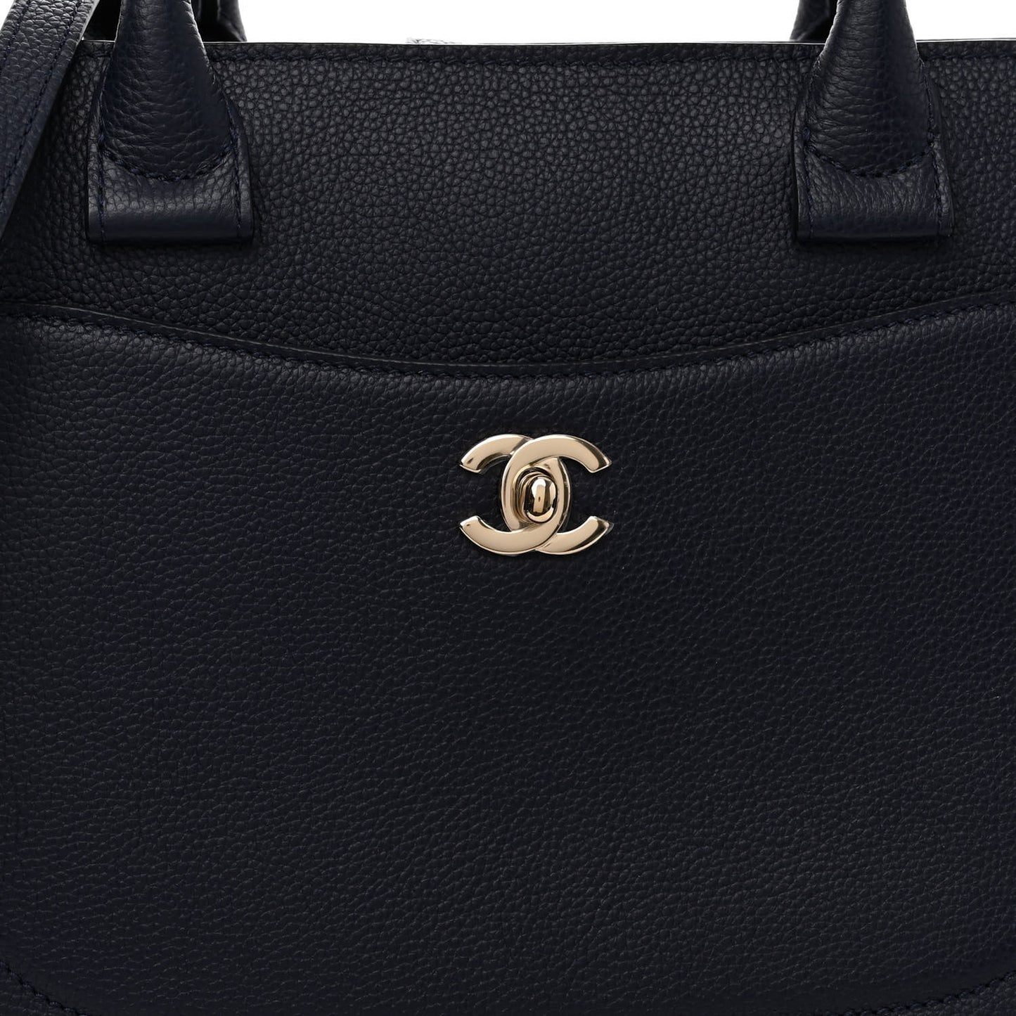 Grained Calfskin Small Neo Executive Shopper Tote Dark Blue