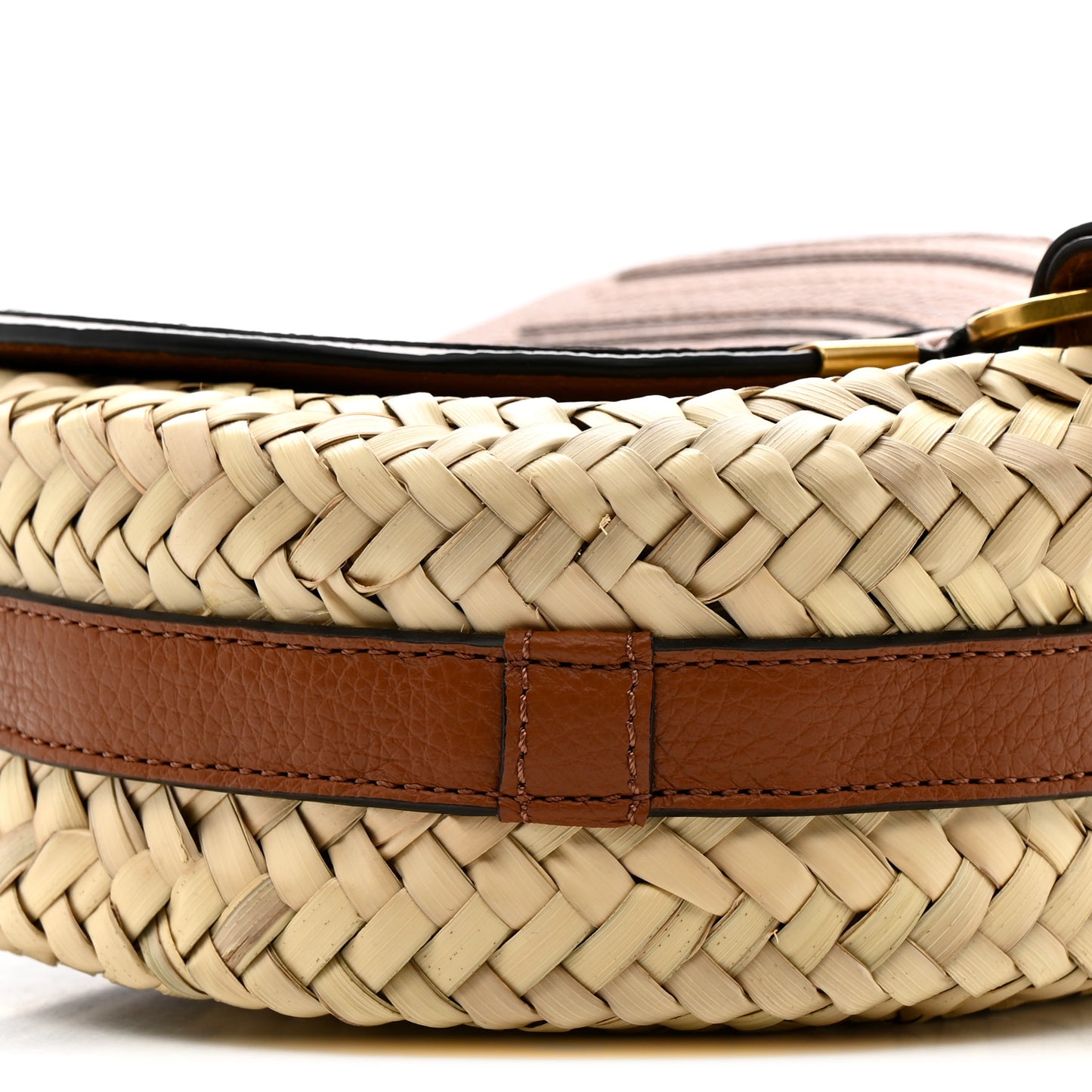 Raffia Small Grain Calfskin Small Marcie Basket Crossbody Tan
