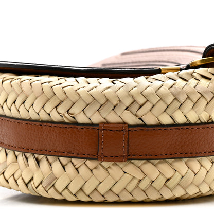 Chloe Raffia Small Grain Calfskin Small Marcie Basket Crossbody Tan 10 of 11