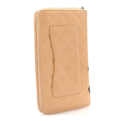 Chanel Calfskin Cambon Zip Around Organizer Wallet Beige Black 3 of 8