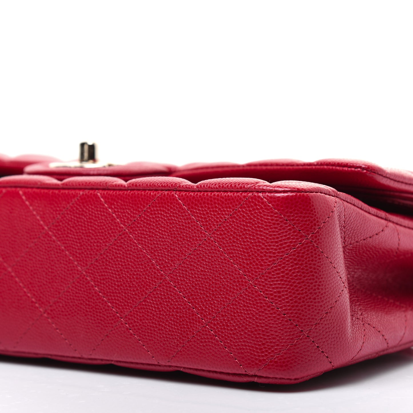 Caviar Quilted Medium Double Flap Red