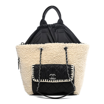 Chanel Wool Nylon Quilted Coco Neige Tote Black Ecru 1 of 4