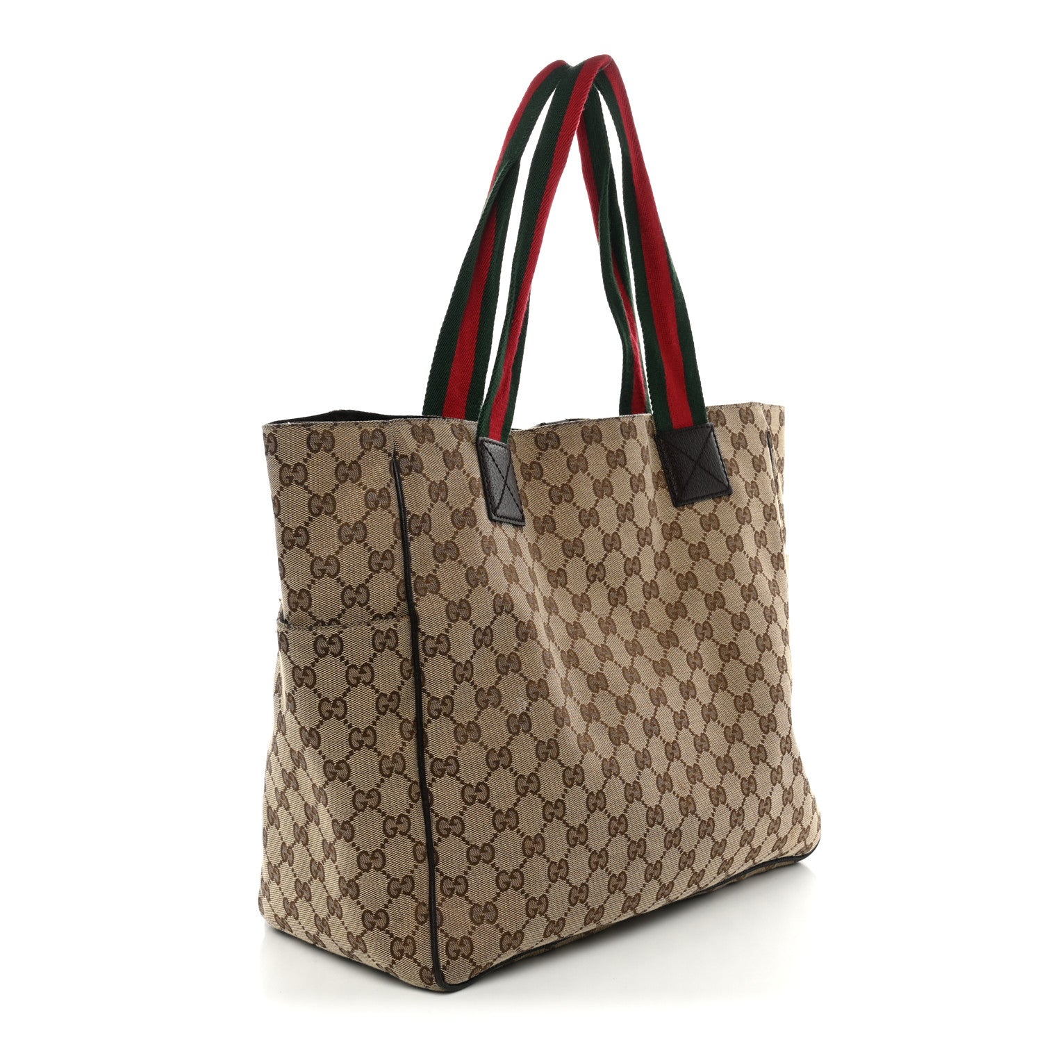 Gucci GG Monogram Medium Web Handle Double Pocket Tote Brown 2 of 12