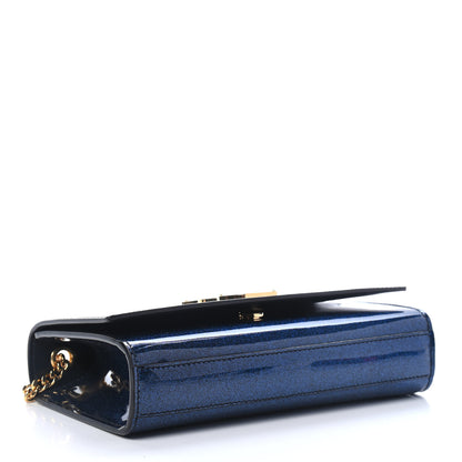 Saint Laurent Glitter Patent Small Monogram Kate Satchel Cobalt 3 of 4