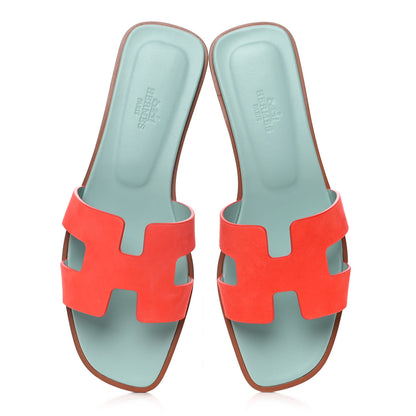 Hermes Suede Goatskin Oran Sandals 38.5 Rose Sorbet 5 of 9
