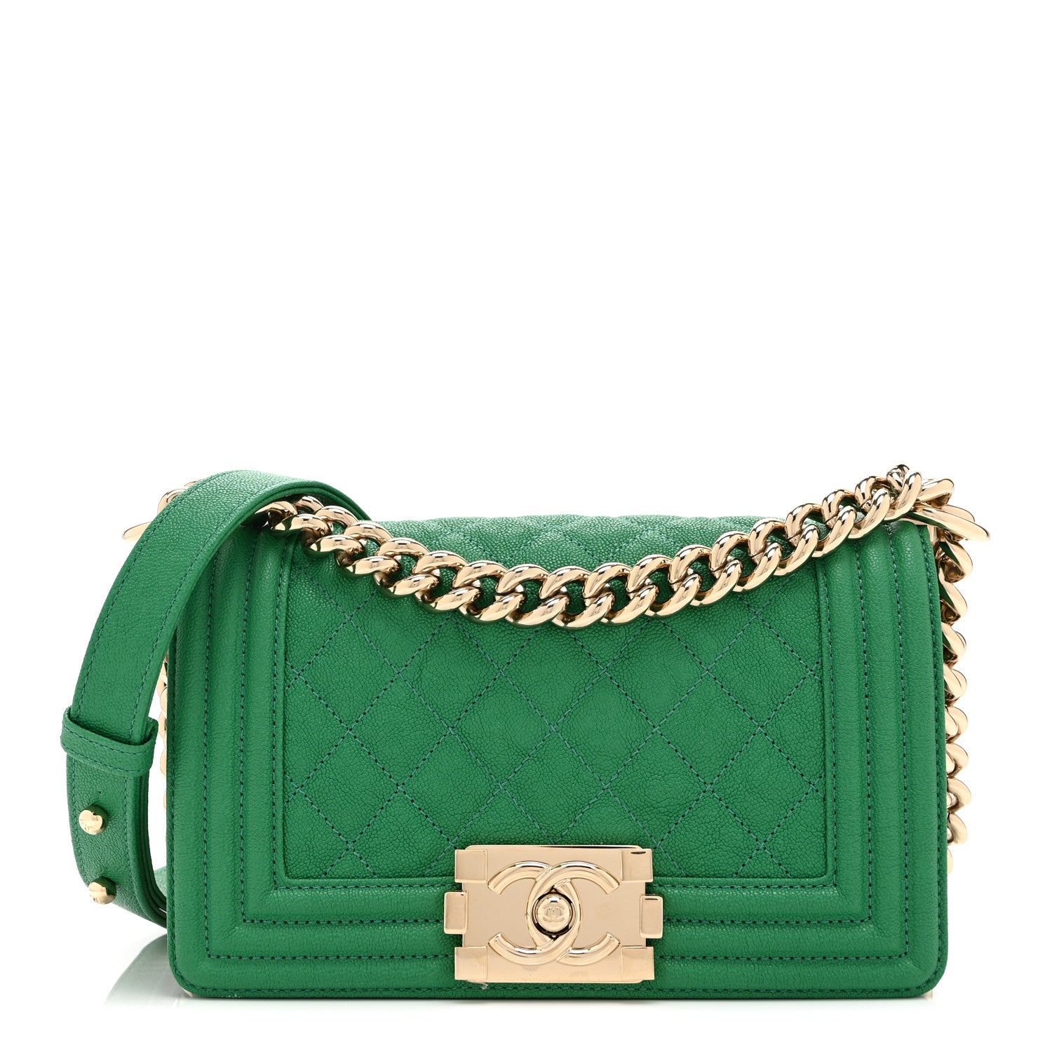 Chanel Caviar Quilted Small Boy Flap Green 1 of 10