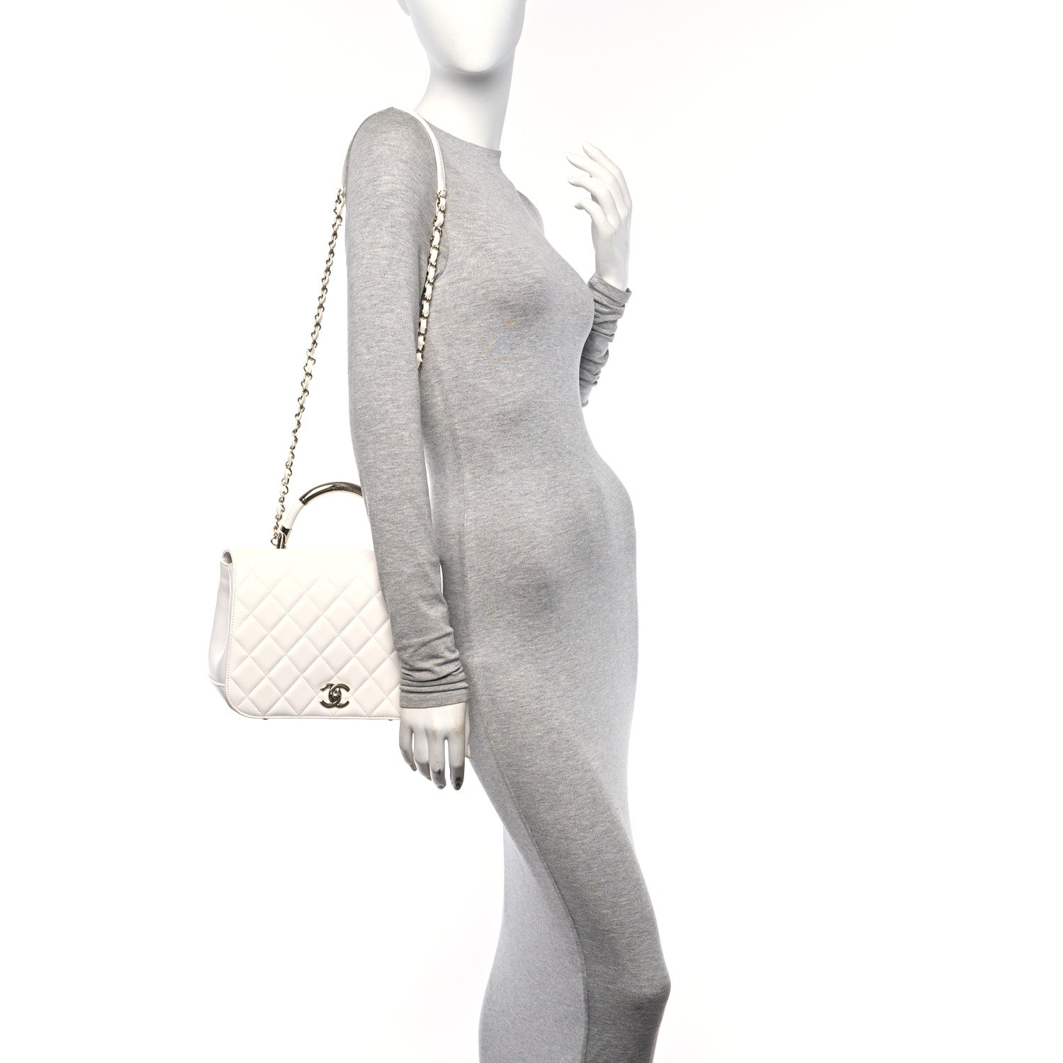 Chanel Lambskin Quilted Medium Carry Chic Flap White 2 of 11