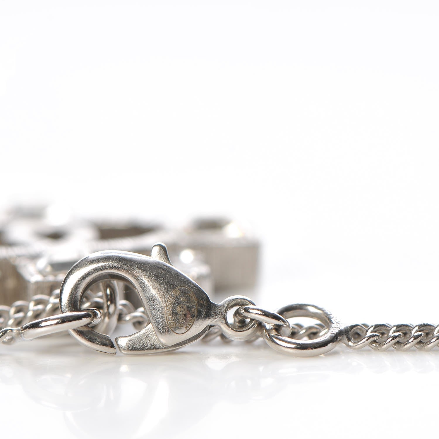 Chanel Crystal CC Necklace Silver 4 of 5