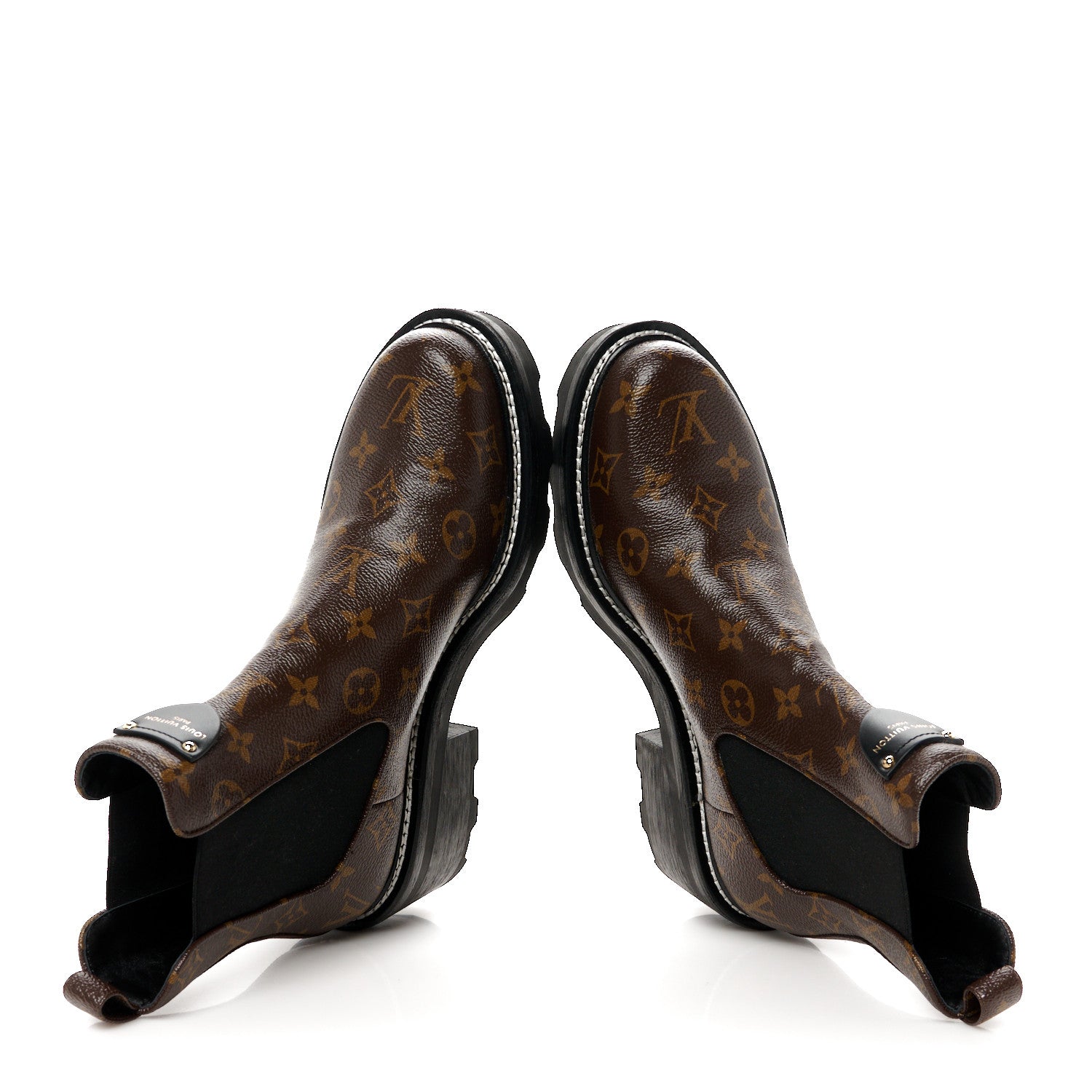 Louis Vuitton Patent Monogram LV Beaubourg Ankle Boots 41 Black 2 of 9