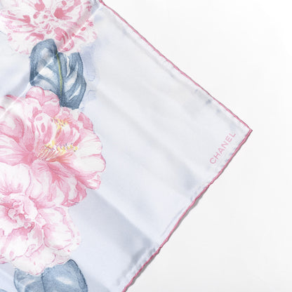 Chanel Silk CC Camellia Scarf Light Blue Multicolor 2 of 3