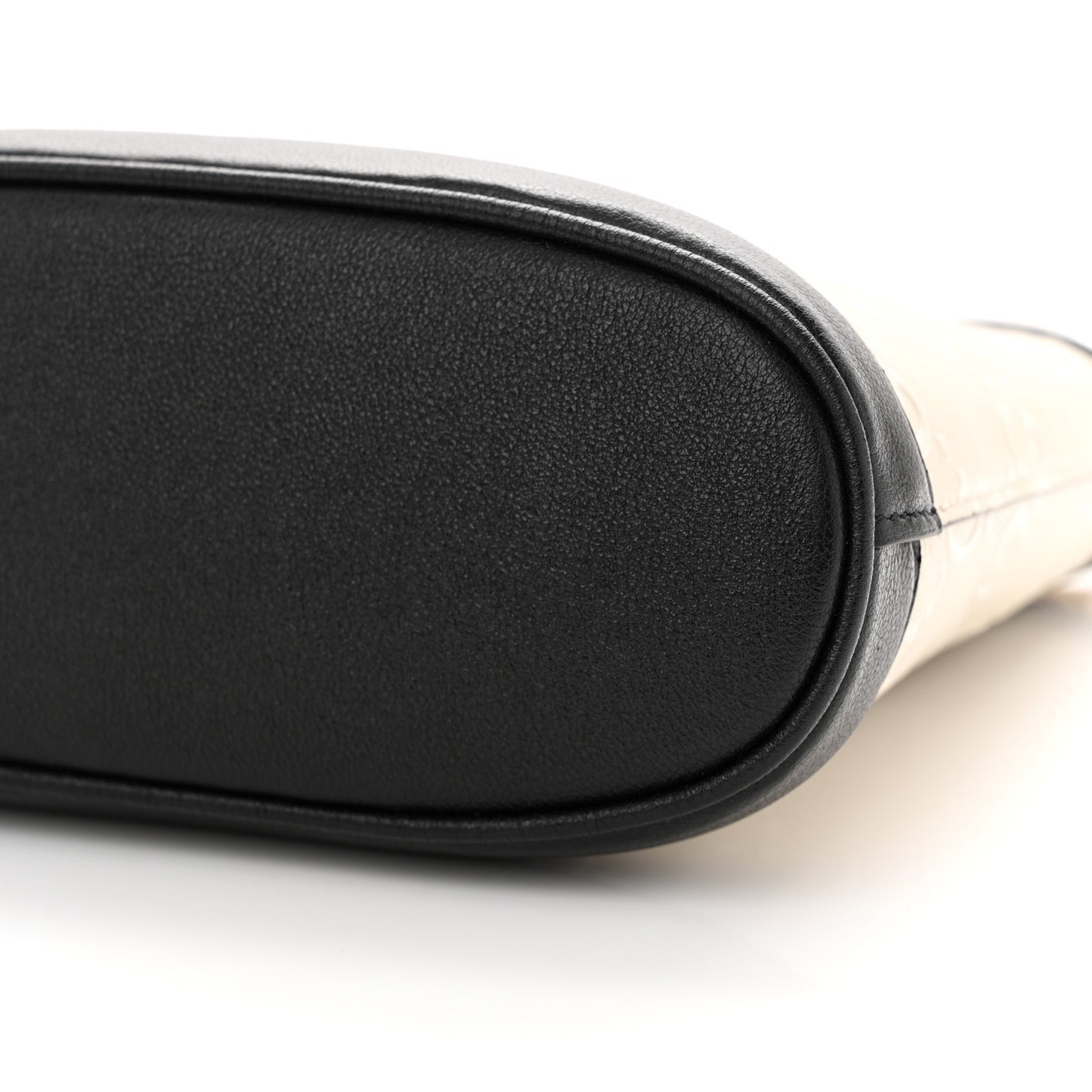 Wonka Grain Calfskin GG Monogram Debossed Small Padlock Shoulder Bag Mystic White Black