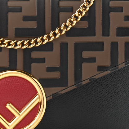 Fendi Vitello Cruise F is Fendi Bi-Color FF 1974 Embossed Medium Envelope Wallet On Chain Black Maya 8 of 10