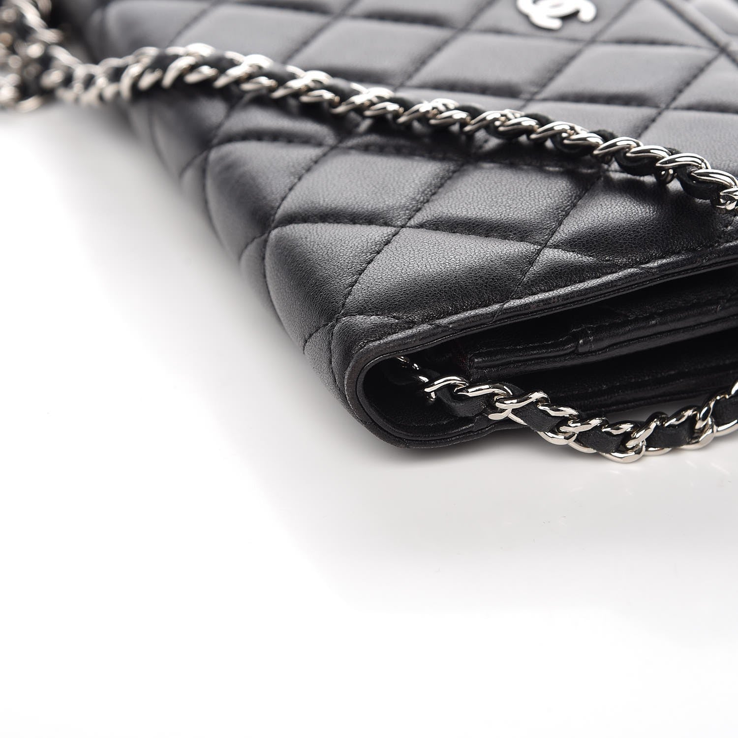 Chanel Lambskin Quilted Wallet On Chain WOC Black 11 of 12