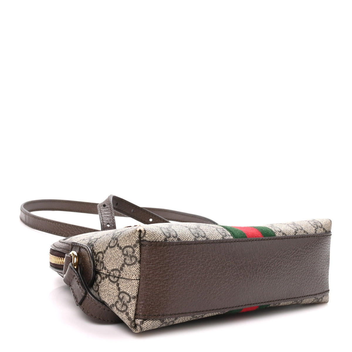 GG Supreme Monogram Textured Dollar Calfskin Web Small Ophidia Dome Shoulder Bag Beige Ebony New Acero
