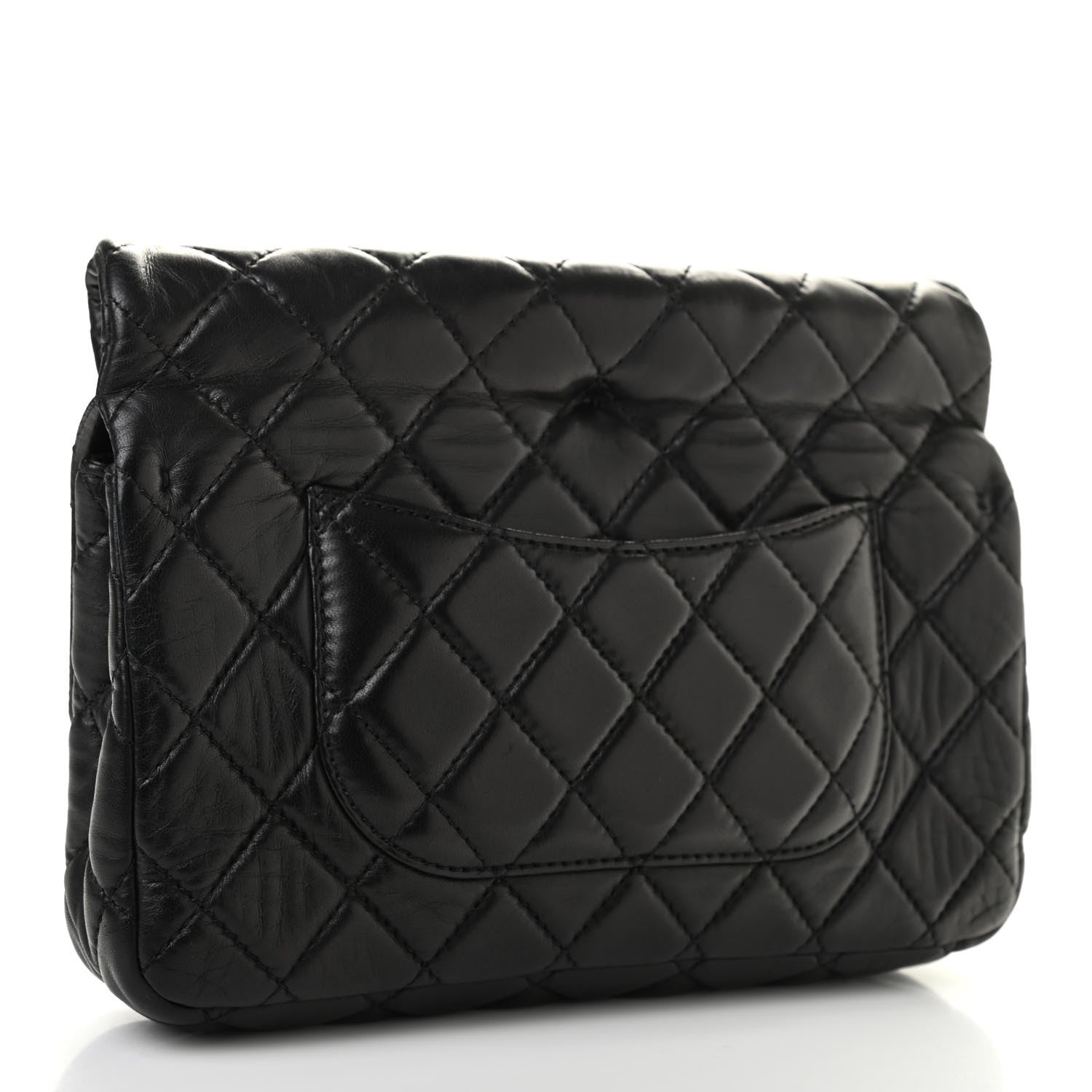 Chanel Calfskin Quilted Large Roll 2.55 Reissue Clutch Black 3 of 12