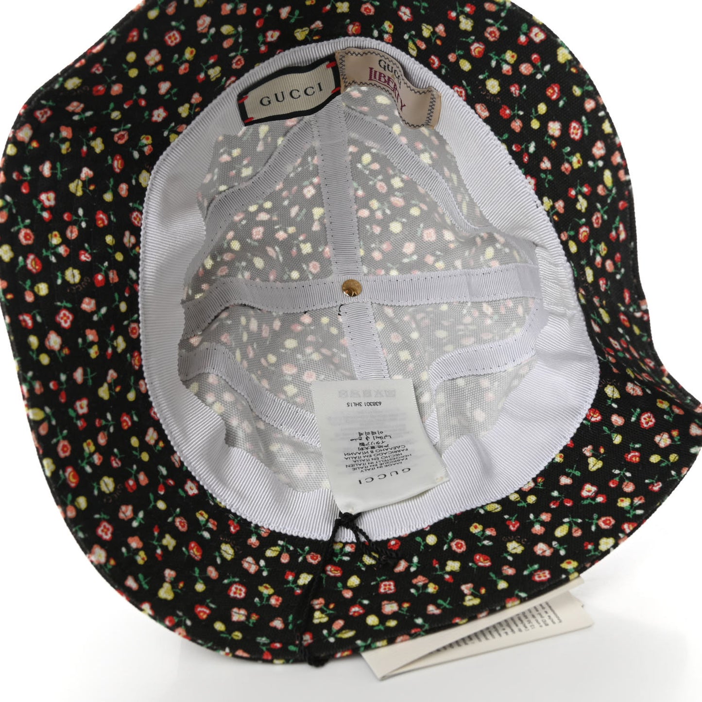X LIBERTY OF LONDON Canvas Floral Print Bucket Hat M Black Multicolor