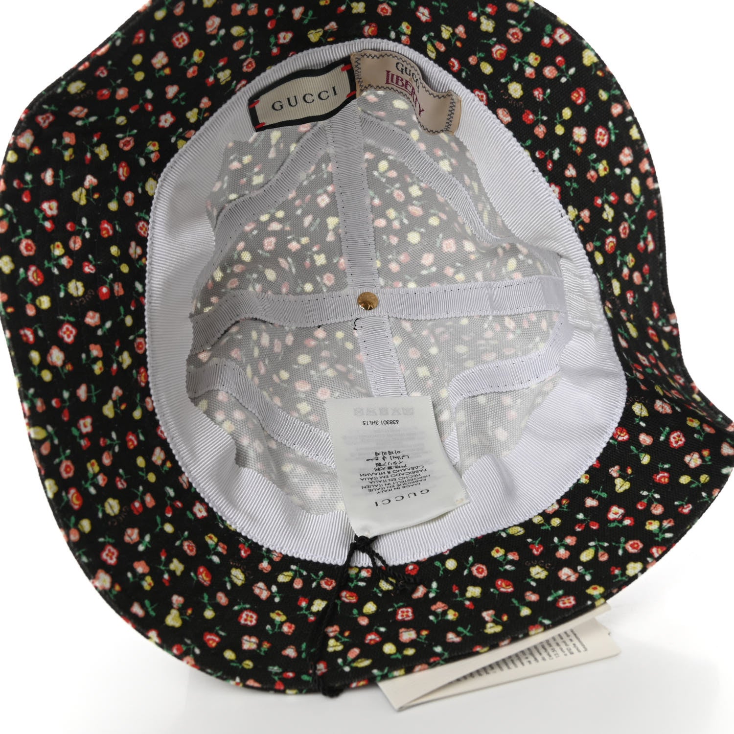 Gucci X LIBERTY OF LONDON Canvas Floral Print Bucket Hat M Black Multicolor 7 of 9