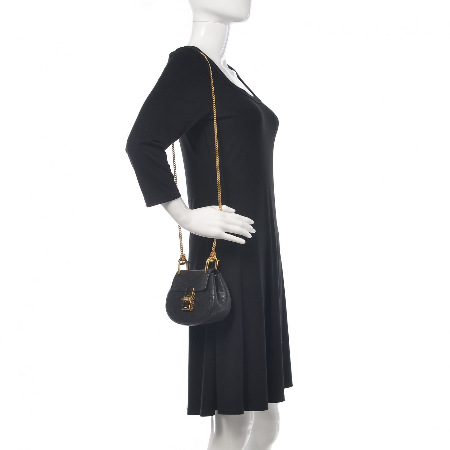 Grained Lambskin Nano Drew Shoulder Bag Black