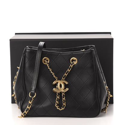 Chanel Calfskin Stitched Small Egyptian Amulet Drawstring Bag Black 11 of 11