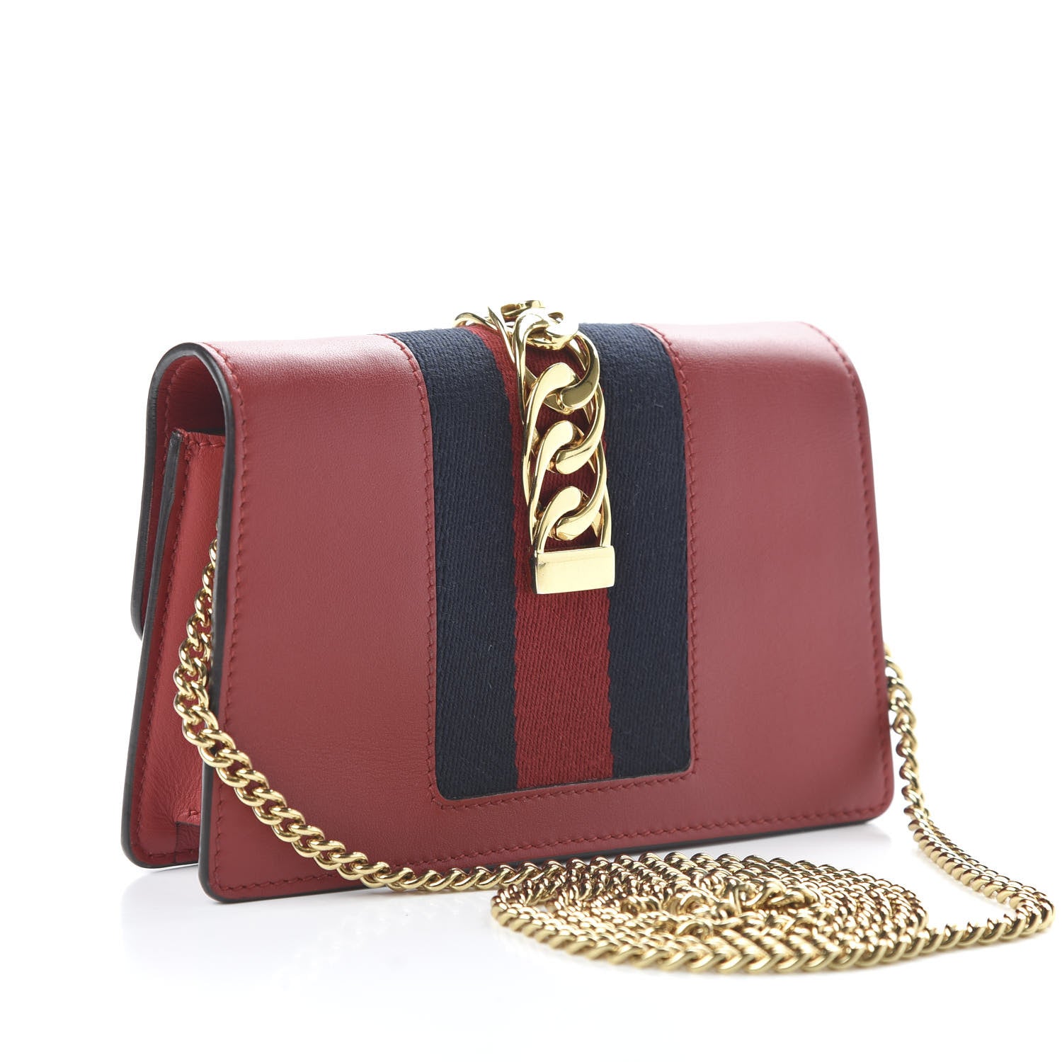 Gucci Calfskin Super Mini Sylvie Chain Shoulder Bag Hibiscus Red 3 of 11