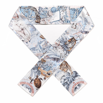 Louis Vuitton Silk Voyage Extraordinaire Bandeau Blue Grey 1 of 2