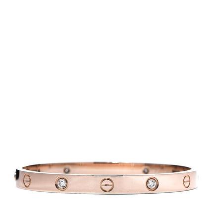 Cartier 18K Pink Gold 4 Diamond LOVE Bracelet 17 3 of 9