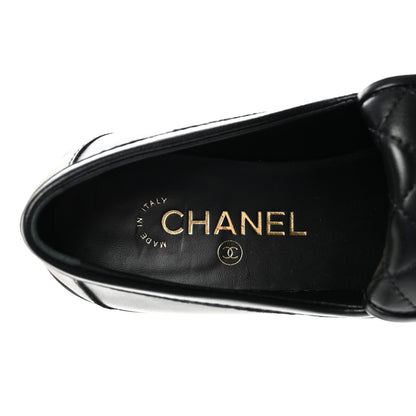 Chanel Lambskin Quilted CC Turnlock Loafers 37.5 Black 8 of 13