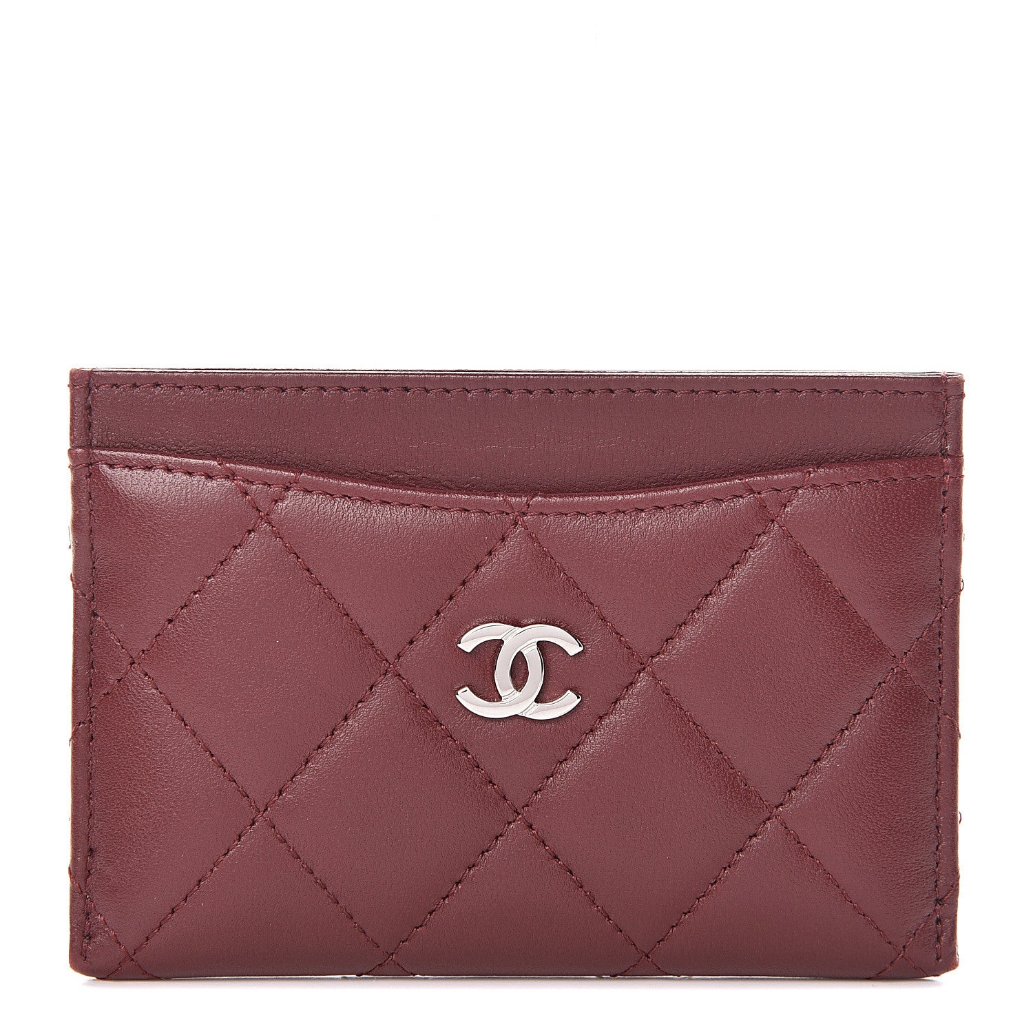 Chanel Lambskin Quilted Card Holder Burgundy 1 of 9