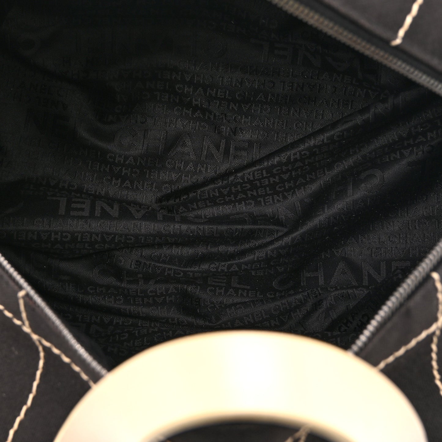 Canvas Square Stitched CC Boston Bag Black