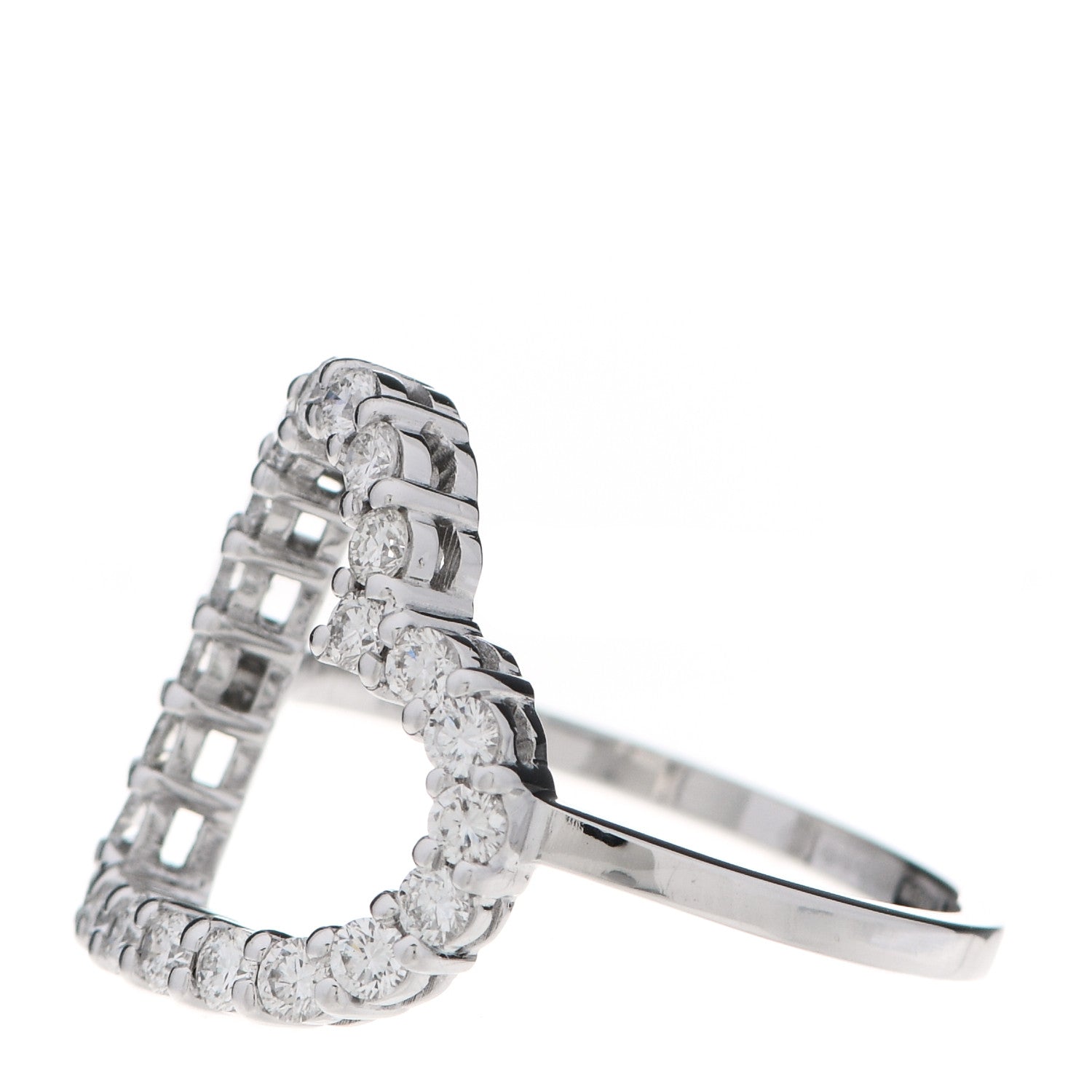 Gucci 18K White Gold Diamond Heart Ring 50 5.5 3 of 7