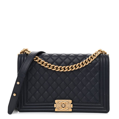 Chanel Caviar Quilted New Medium Boy Flap Dark Navy Blue 1 of 11