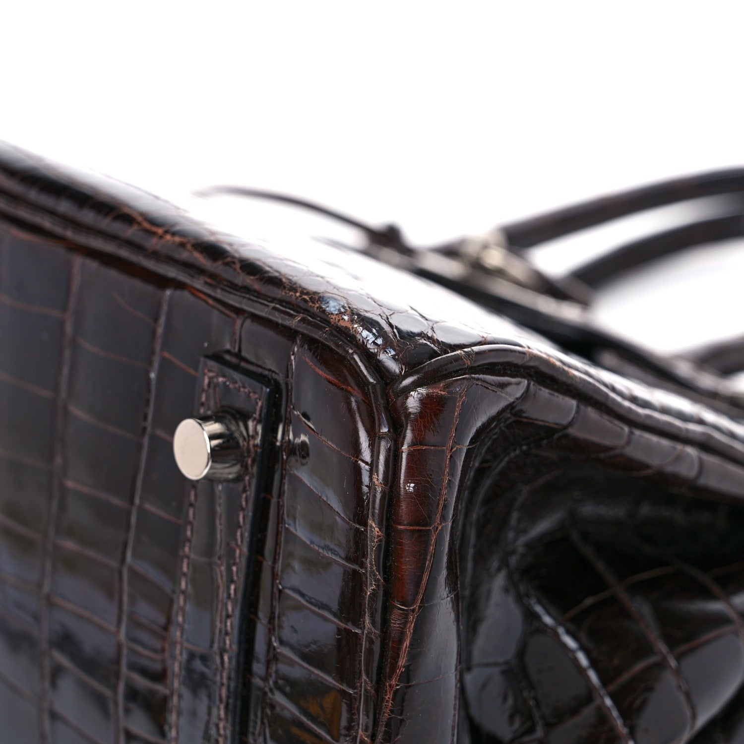 Hermes Shiny Niloticus Crocodile Birkin 30 Havane 9 of 13