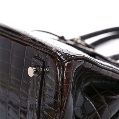 Hermes Shiny Niloticus Crocodile Birkin 30 Havane 9 of 13
