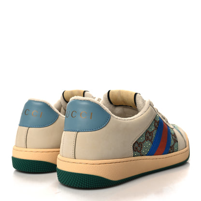Gucci Calfskin GG Supreme Crystals Web Screener Sneaker 41.5 Azure Dusty Milk Beige 4 of 9