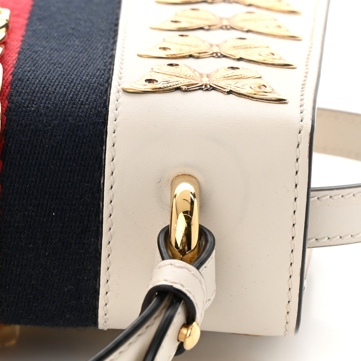Calfskin Animal Studs Mini Sylvie Top Handle Bag White