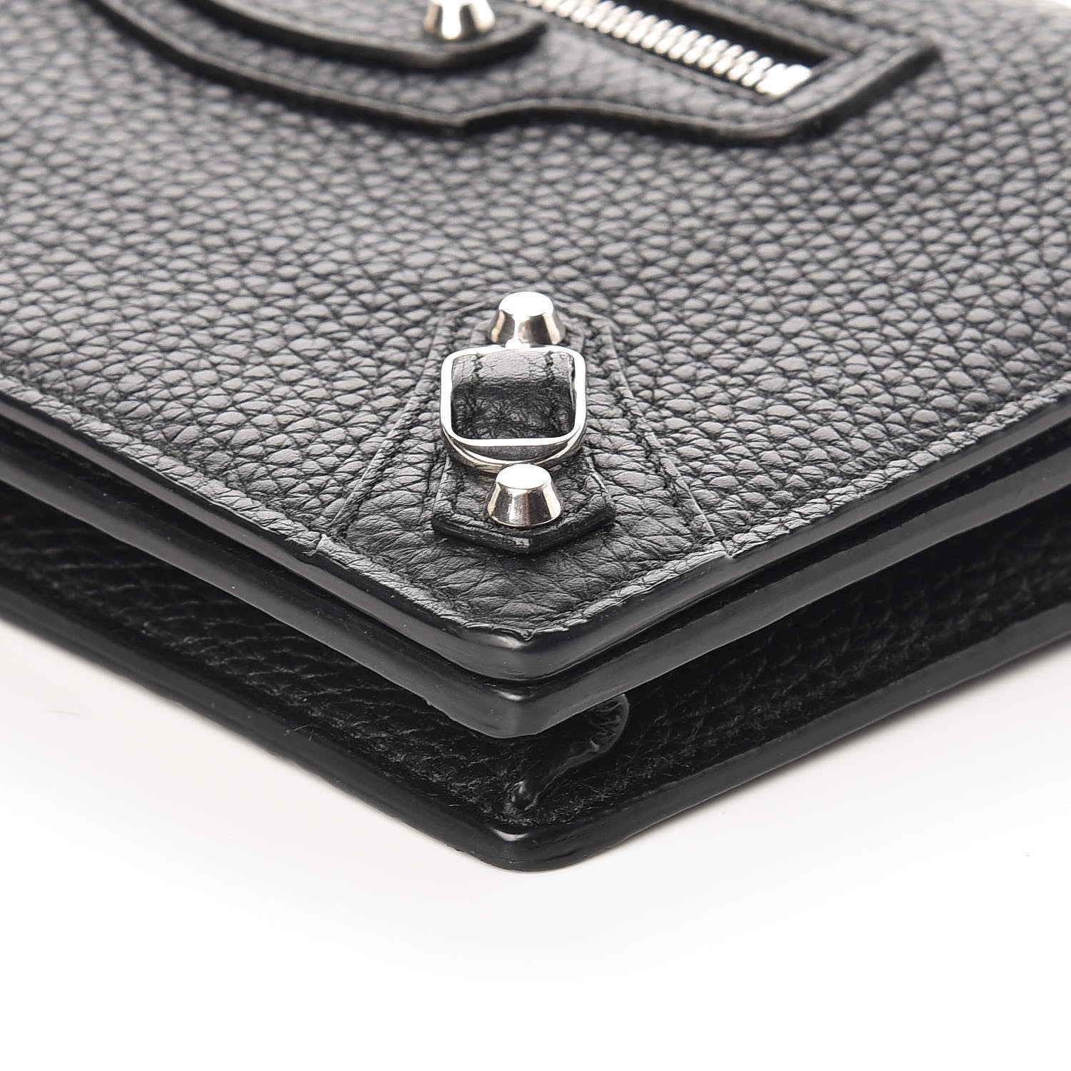 Balenciaga Grained Calfskin Classic Silver Hardware Wallet On Chain Black 6 of 9