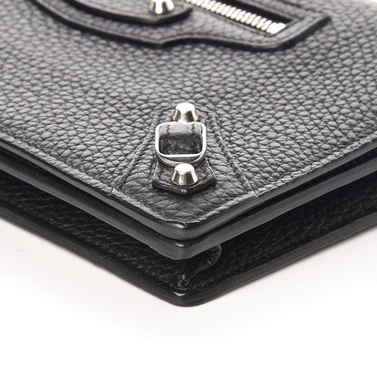 Balenciaga Grained Calfskin Classic Silver Hardware Wallet On Chain Black 6 of 9