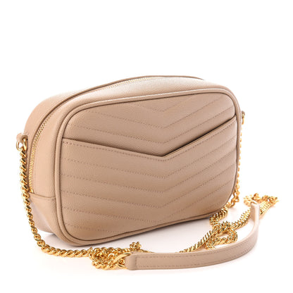 Saint Laurent Grain De Poudre Matelasse Monogram Mini Lou Camera Bag Dark Beige 3 of 9