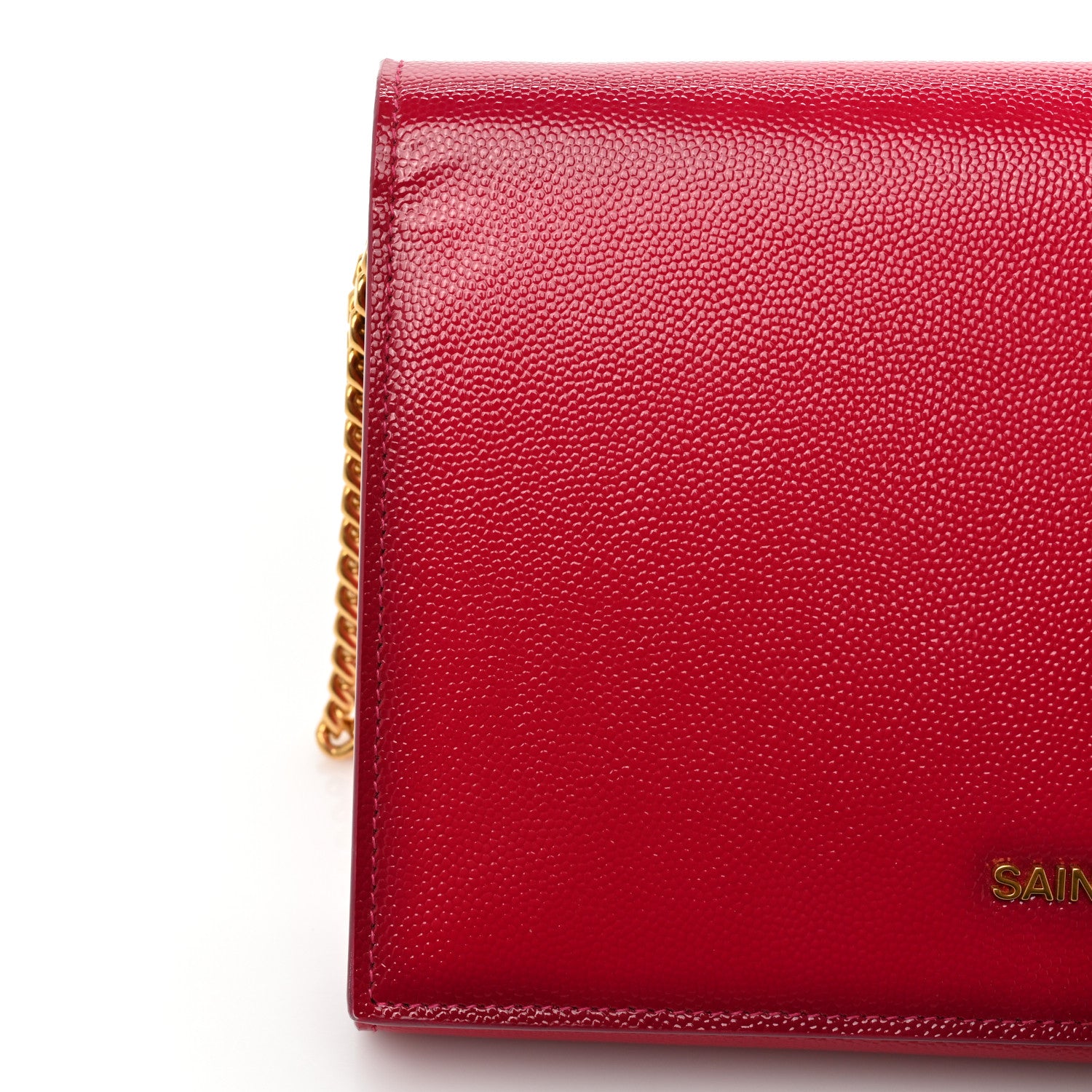 Saint Laurent Grain de Poudre Classic Letters Chain Wallet Fuchsia 17 of 21