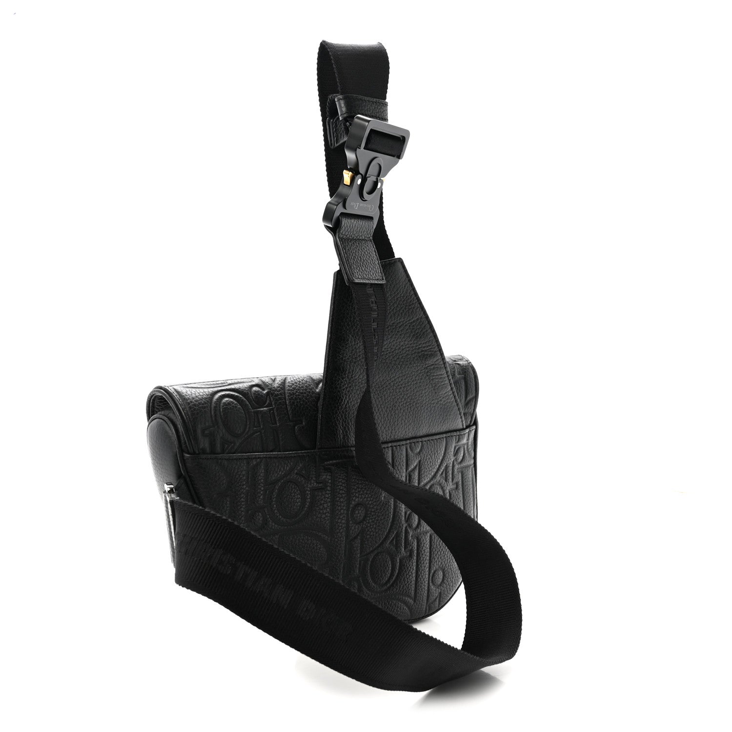 Christian Dior Grained Calfskin Embossed Dior Gravity Mens Saddle Bag Black 3 of 9
