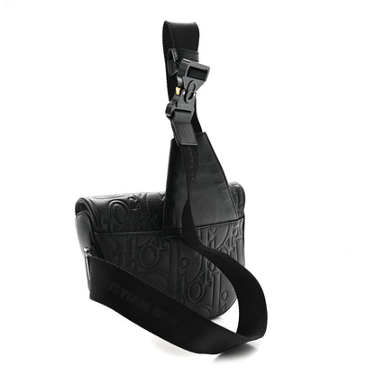 Christian Dior Grained Calfskin Embossed Dior Gravity Mens Saddle Bag Black 3 of 9