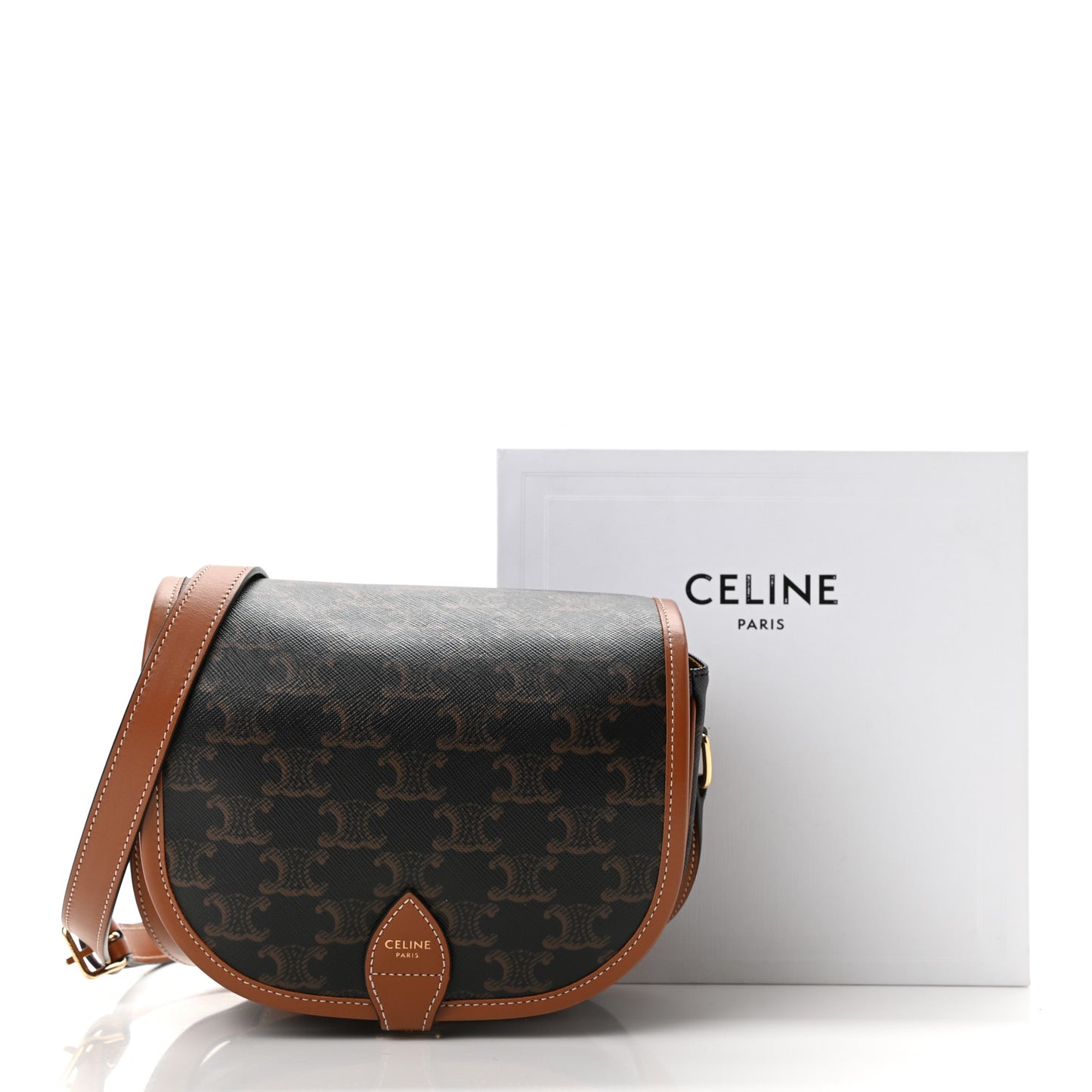 Triomphe Canvas Medium Folco Bag Tan