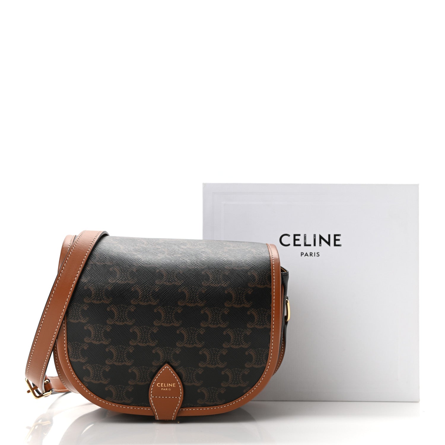 Celine Triomphe Canvas Medium Folco Bag Tan 12 of 12