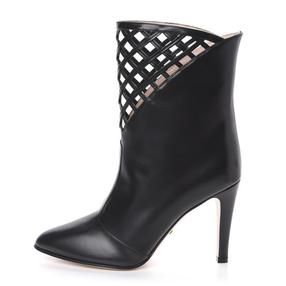 Gucci Plume Calfskin Damir Lattice Cutout Boots 39.5 Black 1 of 9