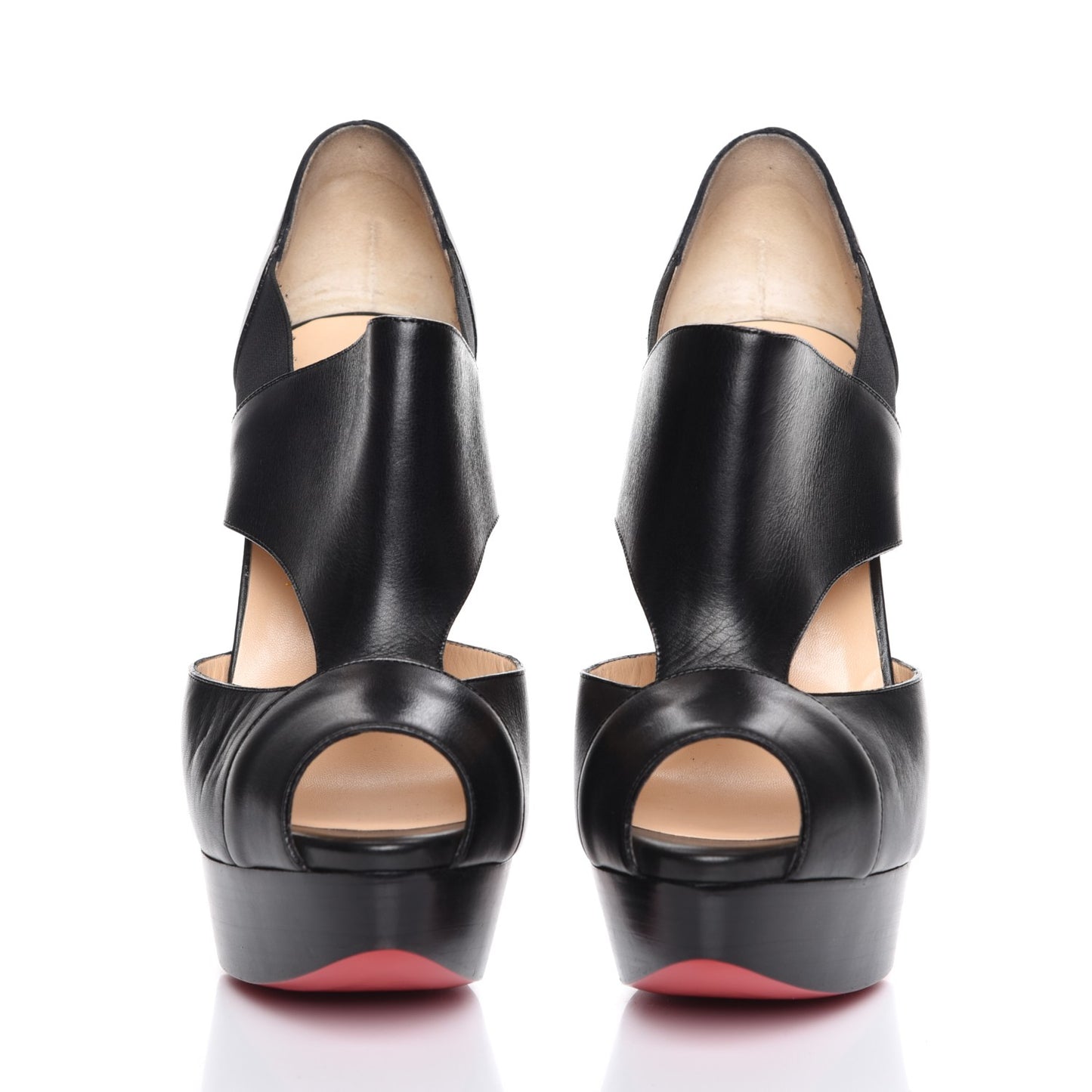 Calfskin Pitou 150 Peep Toe Platform Booties 39.5 Black